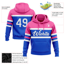 Загрузить изображение в средство просмотра галереи, Custom Stitched Thunder Blue White-Pink Line Sports Pullover Sweatshirt Hoodie
