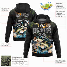 Laden Sie das Bild in den Galerie-Viewer, Custom Stitched Black White 3D Largemouth Bass Fish Fishing Sports Pullover Sweatshirt Hoodie
