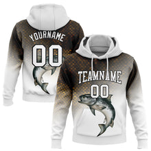 Загрузить изображение в средство просмотра галереи, Custom Stitched White Black-Old Gold 3D Rainbow Trout Fish Fishing Sports Pullover Sweatshirt Hoodie
