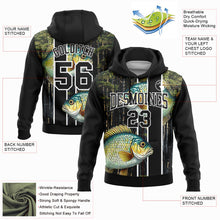 Laden Sie das Bild in den Galerie-Viewer, Custom Stitched Black White 3D Bluegill Fish Fishing Sports Pullover Sweatshirt Hoodie
