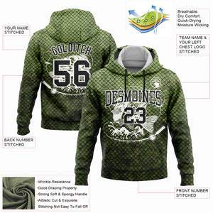 Custom Stitched Neon Green Black-White 3D Smallmouth Bass Fish Fishing Sports Pullover Sweatshirt Hoodie