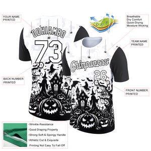 Custom White Black 3D Halloween Performance T-Shirt