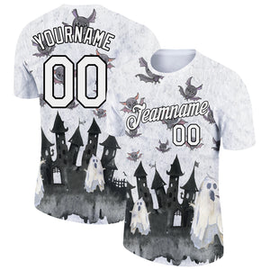 Custom White Black 3D Halloween Performance T-Shirt