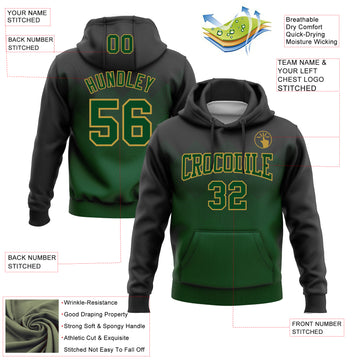 Custom Stitched Black Green-Old Gold 3D Pattern Design Gradient Square Shape Sports Pullover Sweatshirt Hoodie