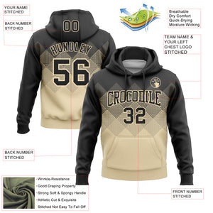 Custom Stitched Black Cream 3D Pattern Design Gradient Square Shape Sports Pullover Sweatshirt Hoodie