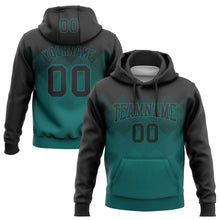 Загрузить изображение в средство просмотра галереи, Custom Stitched Black Teal 3D Pattern Design Gradient Square Shape Sports Pullover Sweatshirt Hoodie
