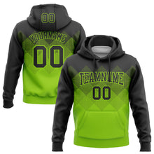 Загрузить изображение в средство просмотра галереи, Custom Stitched Black Neon Green 3D Pattern Design Gradient Square Shape Sports Pullover Sweatshirt Hoodie
