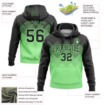 Custom Stitched Black Pea Green 3D Pattern Design Gradient Square Shape Sports Pullover Sweatshirt Hoodie