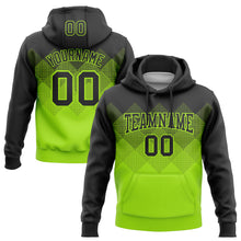 Загрузить изображение в средство просмотра галереи, Custom Stitched Black Neon Green 3D Pattern Design Gradient Square Shape Sports Pullover Sweatshirt Hoodie
