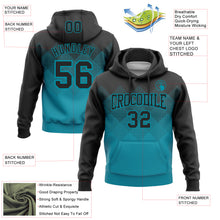 Загрузить изображение в средство просмотра галереи, Custom Stitched Black Teal 3D Pattern Design Gradient Square Shape Sports Pullover Sweatshirt Hoodie
