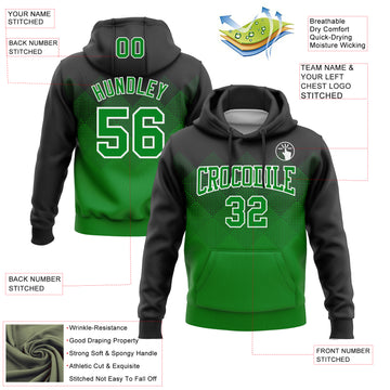 Custom Stitched Black Grass Green-White 3D Pattern Design Gradient Square Shape Sports Pullover Sweatshirt Hoodie