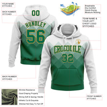 Загрузить изображение в средство просмотра галереи, Custom Stitched White Kelly Green-Old Gold 3D Pattern Design Gradient Square Shape Sports Pullover Sweatshirt Hoodie
