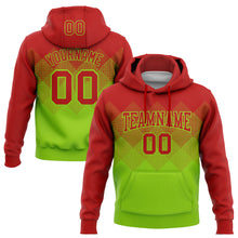 Загрузить изображение в средство просмотра галереи, Custom Stitched Red Neon Green 3D Pattern Design Gradient Square Shape Sports Pullover Sweatshirt Hoodie
