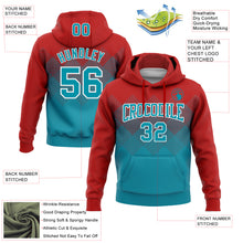 Загрузить изображение в средство просмотра галереи, Custom Stitched Red Teal-White 3D Pattern Design Gradient Square Shape Sports Pullover Sweatshirt Hoodie
