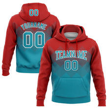 Загрузить изображение в средство просмотра галереи, Custom Stitched Red Teal-White 3D Pattern Design Gradient Square Shape Sports Pullover Sweatshirt Hoodie
