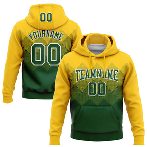 Custom Stitched Yellow Green-White 3D Pattern Design Gradient Square Shape Sports Pullover Sweatshirt Hoodie