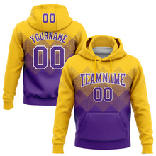 Загрузить изображение в средство просмотра галереи, Custom Stitched Yellow Purple-White 3D Pattern Design Gradient Square Shape Sports Pullover Sweatshirt Hoodie
