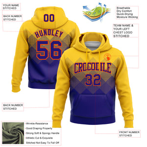 Custom Stitched Yellow Dark Purple-Orange 3D Pattern Design Gradient Square Shape Sports Pullover Sweatshirt Hoodie