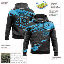 Загрузить изображение в средство просмотра галереи, Custom Stitched Black Sky Blue 3D Pattern Design Torn Paper Style Sports Pullover Sweatshirt Hoodie
