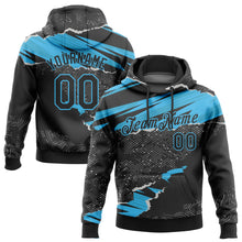 Загрузить изображение в средство просмотра галереи, Custom Stitched Black Sky Blue 3D Pattern Design Torn Paper Style Sports Pullover Sweatshirt Hoodie
