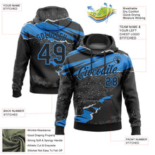 Загрузить изображение в средство просмотра галереи, Custom Stitched Black Powder Blue 3D Pattern Design Torn Paper Style Sports Pullover Sweatshirt Hoodie
