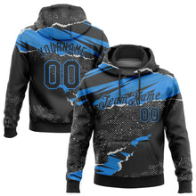 Загрузить изображение в средство просмотра галереи, Custom Stitched Black Powder Blue 3D Pattern Design Torn Paper Style Sports Pullover Sweatshirt Hoodie
