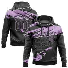 Laden Sie das Bild in den Galerie-Viewer, Custom Stitched Black Light Purple 3D Pattern Design Torn Paper Style Sports Pullover Sweatshirt Hoodie
