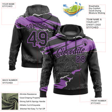 Laden Sie das Bild in den Galerie-Viewer, Custom Stitched Black Medium Purple 3D Pattern Design Torn Paper Style Sports Pullover Sweatshirt Hoodie
