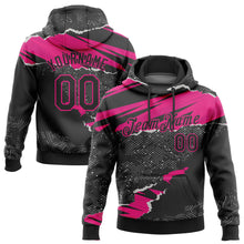 Загрузить изображение в средство просмотра галереи, Custom Stitched Black Hot Pink 3D Pattern Design Torn Paper Style Sports Pullover Sweatshirt Hoodie
