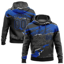 Загрузить изображение в средство просмотра галереи, Custom Stitched Black Thunder Blue 3D Pattern Design Torn Paper Style Sports Pullover Sweatshirt Hoodie
