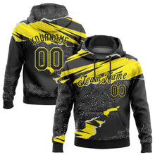 Загрузить изображение в средство просмотра галереи, Custom Stitched Black Light Yellow 3D Pattern Design Torn Paper Style Sports Pullover Sweatshirt Hoodie
