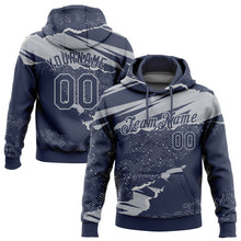 Загрузить изображение в средство просмотра галереи, Custom Stitched Navy Gray 3D Pattern Design Torn Paper Style Sports Pullover Sweatshirt Hoodie
