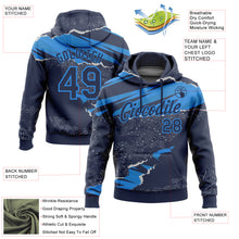 Загрузить изображение в средство просмотра галереи, Custom Stitched Navy Powder Blue 3D Pattern Design Torn Paper Style Sports Pullover Sweatshirt Hoodie
