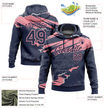 Загрузить изображение в средство просмотра галереи, Custom Stitched Navy Medium Pink 3D Pattern Design Torn Paper Style Sports Pullover Sweatshirt Hoodie
