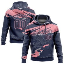 Загрузить изображение в средство просмотра галереи, Custom Stitched Navy Medium Pink 3D Pattern Design Torn Paper Style Sports Pullover Sweatshirt Hoodie
