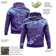 Загрузить изображение в средство просмотра галереи, Custom Stitched Purple Light Blue 3D Pattern Design Torn Paper Style Sports Pullover Sweatshirt Hoodie
