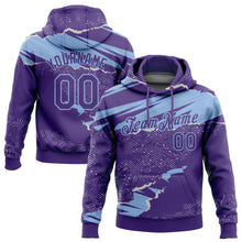 Загрузить изображение в средство просмотра галереи, Custom Stitched Purple Light Blue 3D Pattern Design Torn Paper Style Sports Pullover Sweatshirt Hoodie
