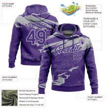 Загрузить изображение в средство просмотра галереи, Custom Stitched Purple Gray 3D Pattern Design Torn Paper Style Sports Pullover Sweatshirt Hoodie
