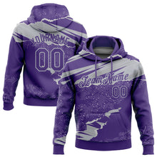 Загрузить изображение в средство просмотра галереи, Custom Stitched Purple Gray 3D Pattern Design Torn Paper Style Sports Pullover Sweatshirt Hoodie
