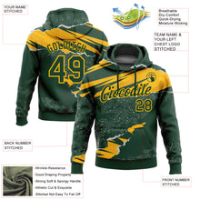 Загрузить изображение в средство просмотра галереи, Custom Stitched Green Gold 3D Pattern Design Torn Paper Style Sports Pullover Sweatshirt Hoodie
