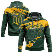 Загрузить изображение в средство просмотра галереи, Custom Stitched Green Gold 3D Pattern Design Torn Paper Style Sports Pullover Sweatshirt Hoodie
