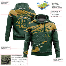 Загрузить изображение в средство просмотра галереи, Custom Stitched Green Old Gold 3D Pattern Design Torn Paper Style Sports Pullover Sweatshirt Hoodie
