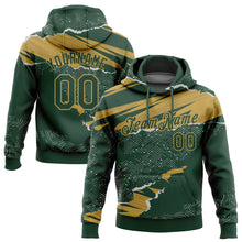 Загрузить изображение в средство просмотра галереи, Custom Stitched Green Old Gold 3D Pattern Design Torn Paper Style Sports Pullover Sweatshirt Hoodie
