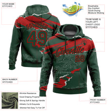 Загрузить изображение в средство просмотра галереи, Custom Stitched Green Red 3D Pattern Design Torn Paper Style Sports Pullover Sweatshirt Hoodie
