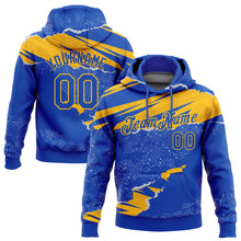 Загрузить изображение в средство просмотра галереи, Custom Stitched Thunder Blue Gold 3D Pattern Design Torn Paper Style Sports Pullover Sweatshirt Hoodie
