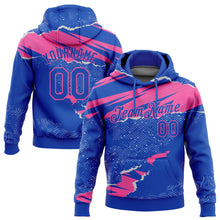 Загрузить изображение в средство просмотра галереи, Custom Stitched Thunder Blue Pink 3D Pattern Design Torn Paper Style Sports Pullover Sweatshirt Hoodie
