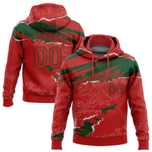 Загрузить изображение в средство просмотра галереи, Custom Stitched Red Green 3D Pattern Design Torn Paper Style Sports Pullover Sweatshirt Hoodie
