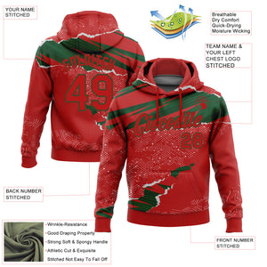 Custom Stitched Red Olive 3D Pattern Design Torn Paper Style Sports Pullover Sweatshirt Hoodie