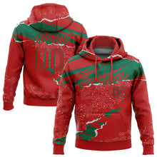 Загрузить изображение в средство просмотра галереи, Custom Stitched Red Kelly Green 3D Pattern Design Torn Paper Style Sports Pullover Sweatshirt Hoodie
