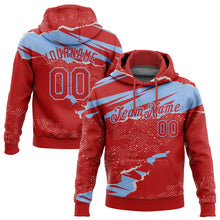 Загрузить изображение в средство просмотра галереи, Custom Stitched Red Light Blue 3D Pattern Design Torn Paper Style Sports Pullover Sweatshirt Hoodie
